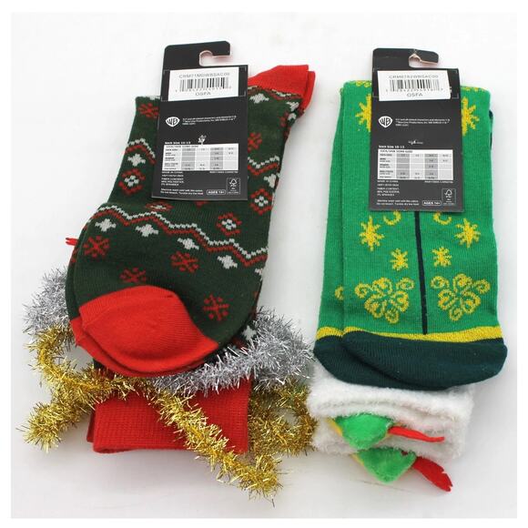 Buddy The Elf Men’s Crew Socks 3D Costume Felt Hat Garland Green Christmas Movie - Picture 2 of 9